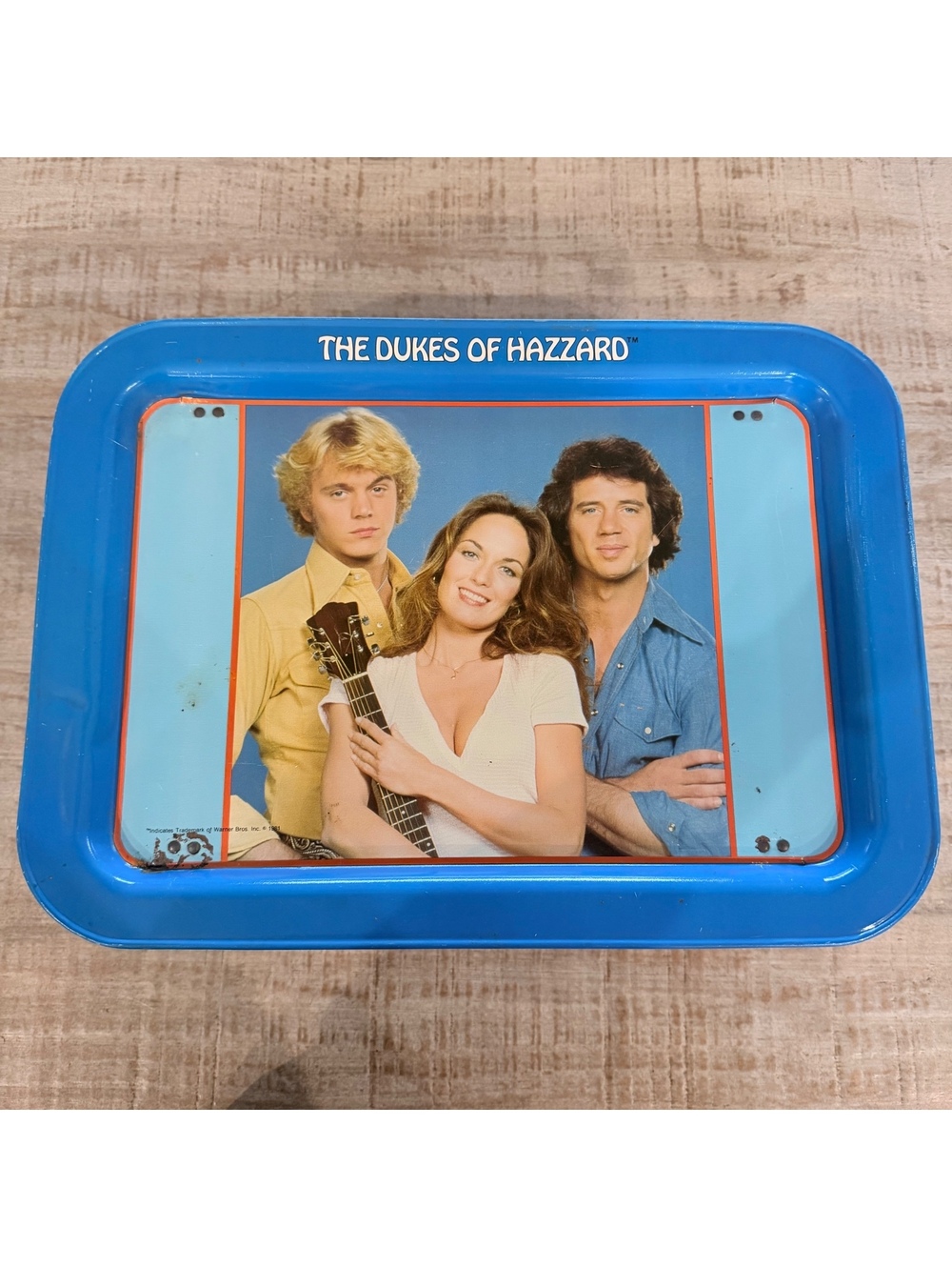 Vintage 1981 Dukes of Hazzard Metal TV Lap Tray Folding Legs Bo Luke Daisy Duke